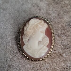 Vtg. Danecraft Cameo Brooch / Pendant 12 kt Gold Filled Bezel